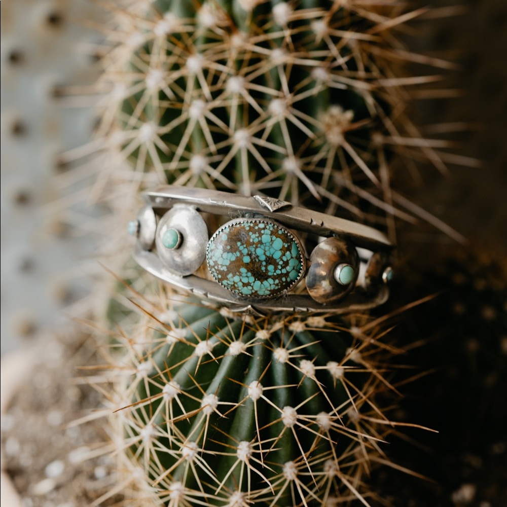 Handmade turquoise and sterling silver cuff.  61mm wide